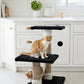 Three-Tier Black Cat Tree with Sisal Scratching Poles