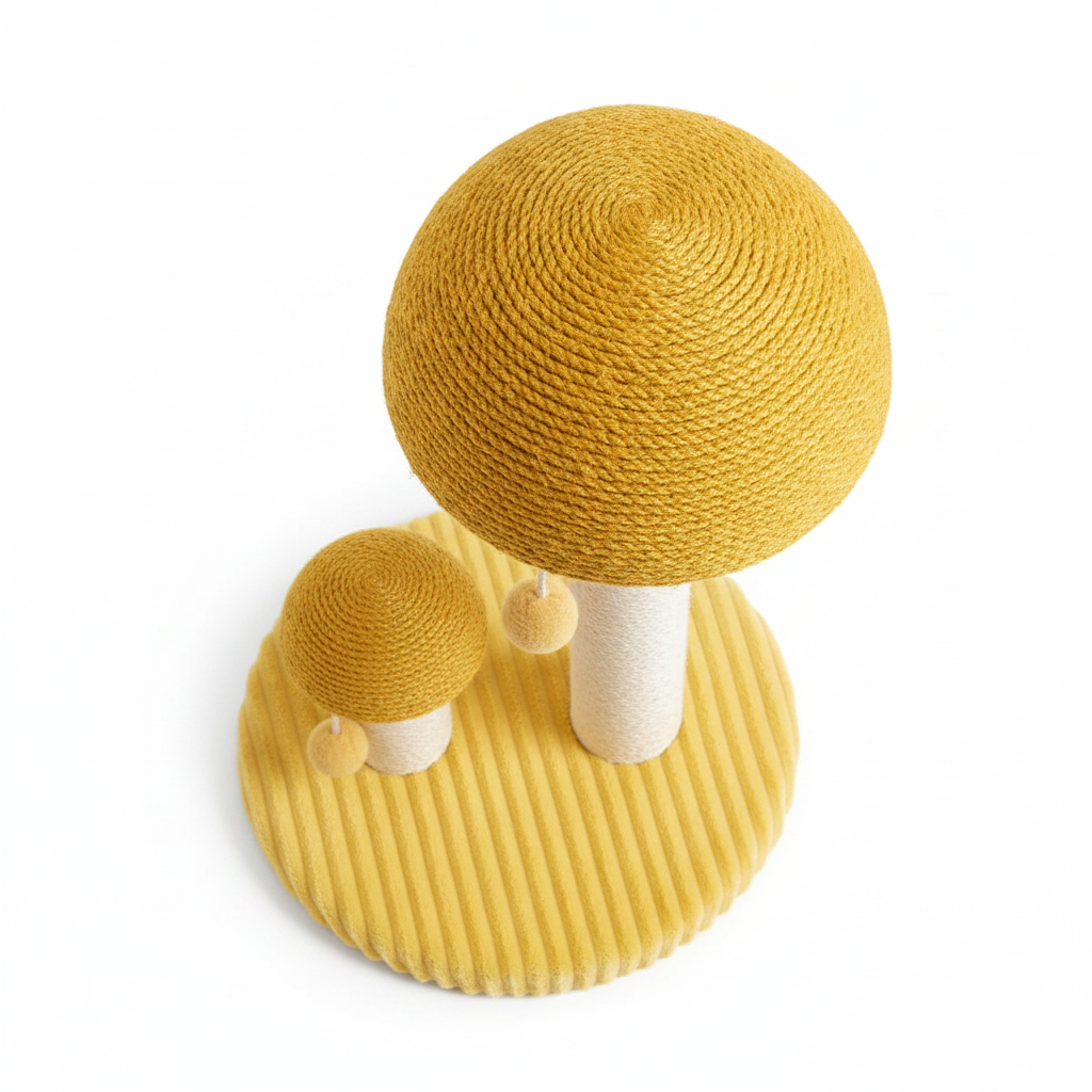 Mushroom cat scratching post top down view