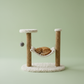 Cat tree with hammock sage green background