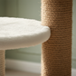Close-up of white fluffy platform and sisal rope texture