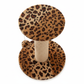 Leopard print cat scratching post top down view