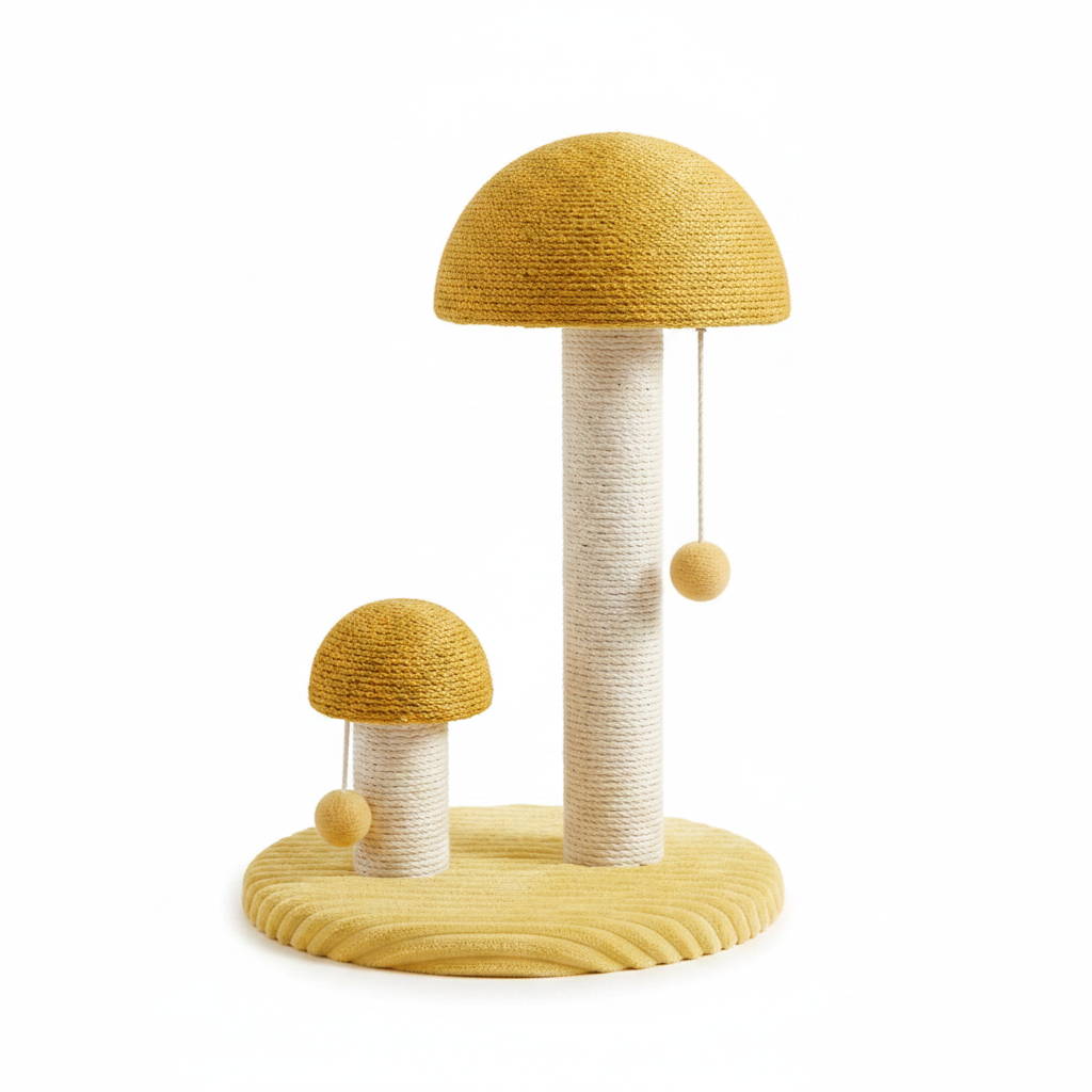 Mushroom cat scratching post front view